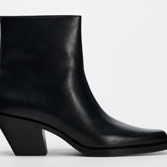 ZARA HEELED COWBOY ANKLE BOOTS - SIZE US 6 - EUR 36 - Picture 1 of 5